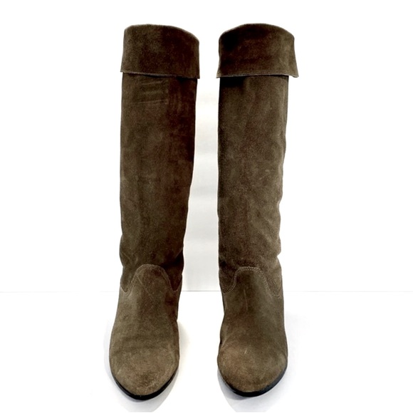 ALDO | Suede Leather Knee High Cuffed Boots Taupe Size 6.5 - Picture 6 of 15